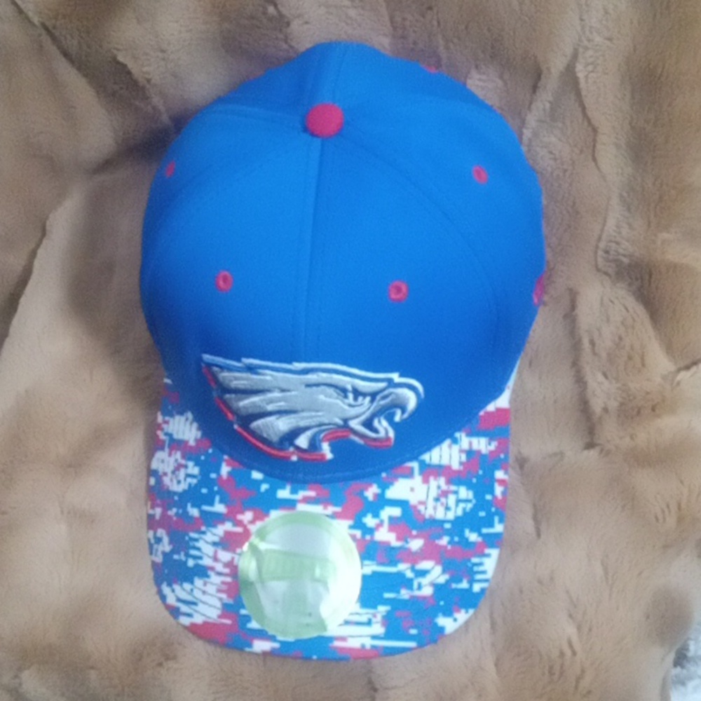 Blue red and white hat
